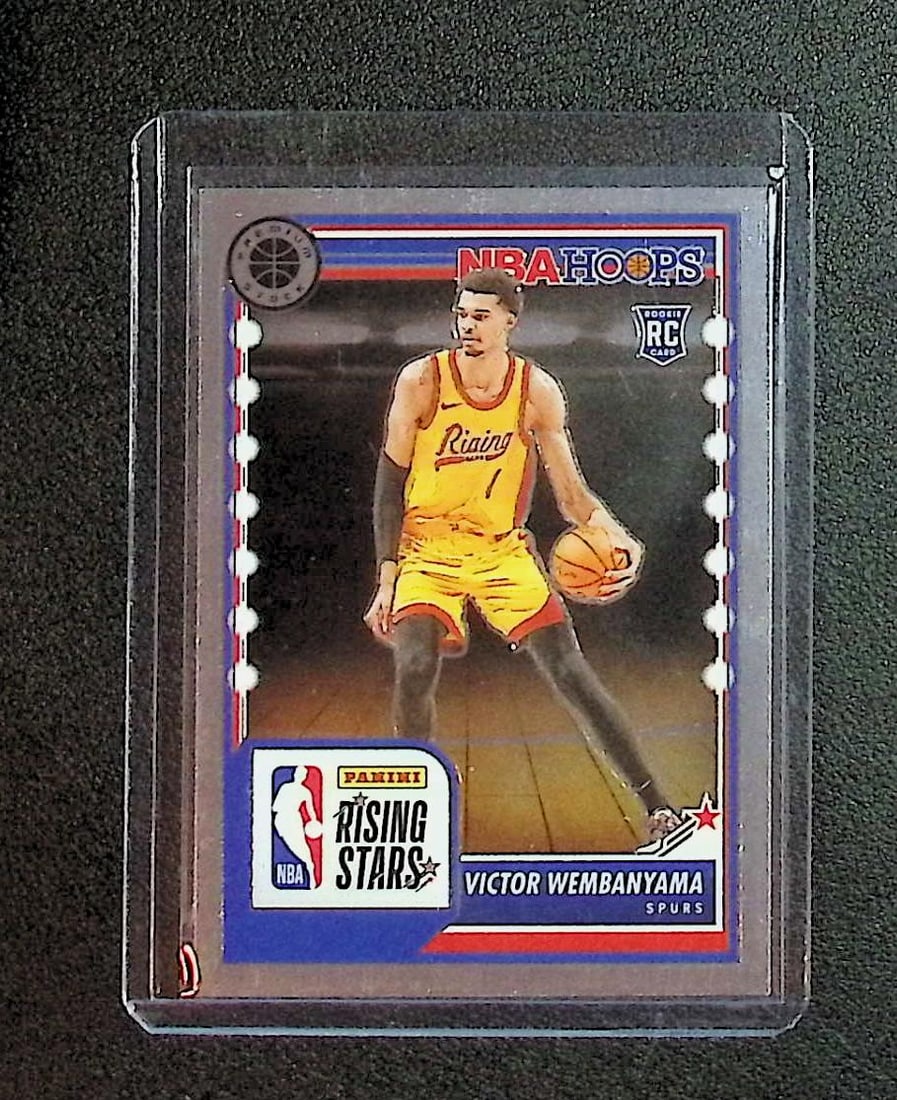 Victor Wembanyama Rookie Card Rising Stars 2023 Panini NBA Hoops Premium Stock #282 (1 of 2)