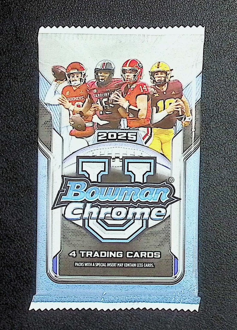 2025 Bowman Chrome U Football Cards BLASTER BOX PACK Sports Cards NFL Trading Cards: Bowman Rookie Football NCAA & NFL Trading Sports Cards, Sports Cards for Sale Near Me, 1st Bowman, Prospect, Autographs, Lava, Refractor