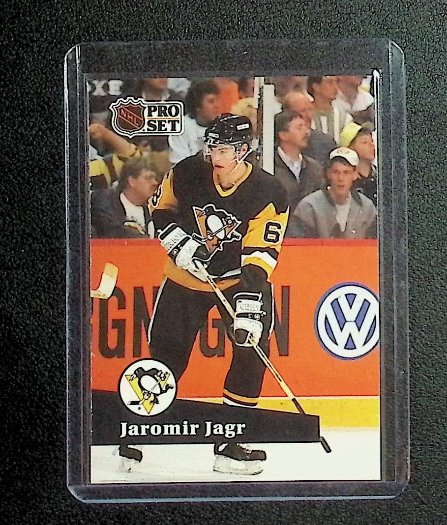 Jaromir Jagr Rookie Card 1991 NHL Proset #183: Pro Set Vintage NHL Hockey Trading & Sports Cards, Old Sports Cards for Sale Near Me, Stanley Cup & Hall of Fame Players, Valuable Auction Memorabilia Lots for Sale On Line