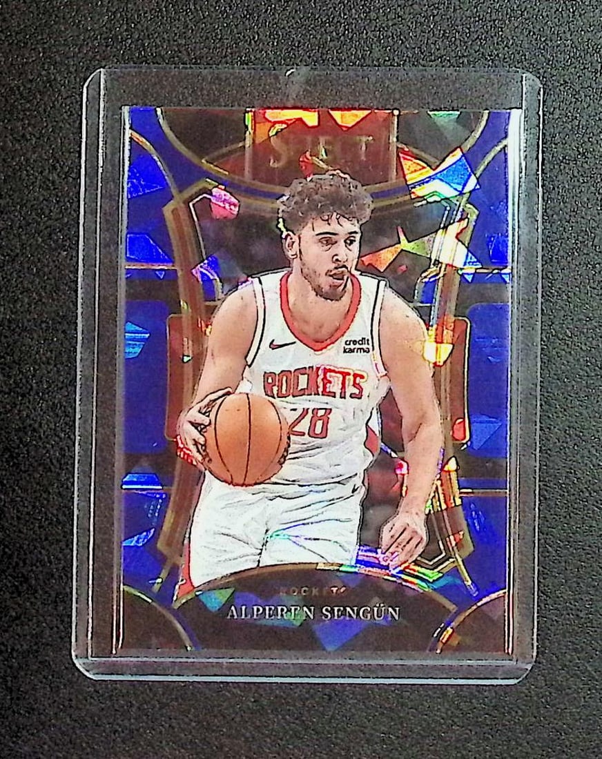 Alperen Sengun Blue Cracked Ice Prizm 2024 Panini Select #388: Panini Select, Prizm, Mosaic, Contenders, Revolution, Phoenix, NBA Hoops, Rookie NFL Sports Trading Cards, Silver, SP, SSP, Wave Prizms, Numbered Cards, Basketball sports Cards for Sale Near Me, NBA C