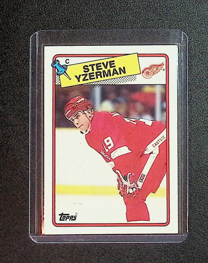 Steve Yzerman 1988 Topps #196: Topps Vintage NHL Hockey Trading & Sports Cards, Old Sports Cards for Sale Near Me, Stanley Cup & Hall of Fame Players, Valuable Auction Memorabilia Lots for Sale On Line