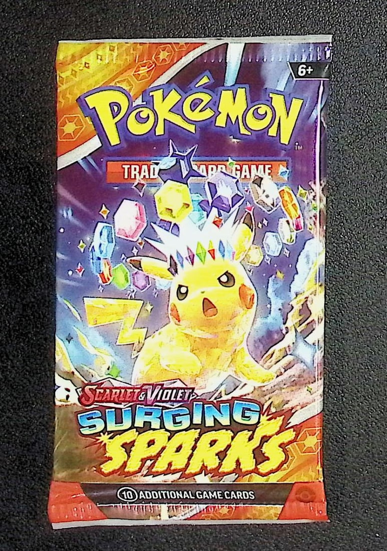 Pokemon Scarlet & Violet Surging Sparks 10 Card TCG Booster Pack, Charizard, Pikachu, Holo (1 of 1)