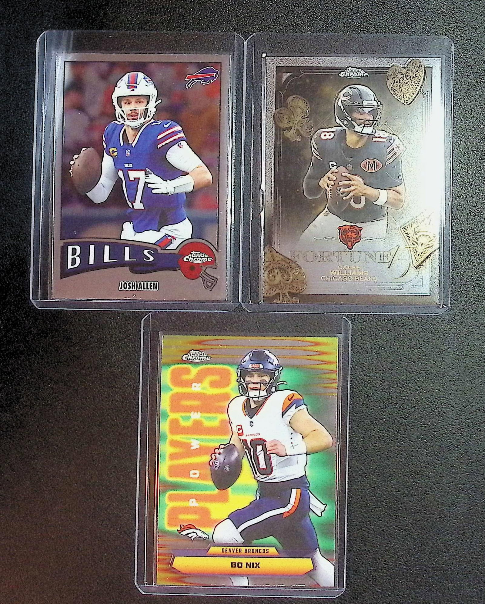 Bo Nix, Caleb Williams, Josh Allen Super Star Quarterback 2025 Topps Chrome Lot (1 of 2)