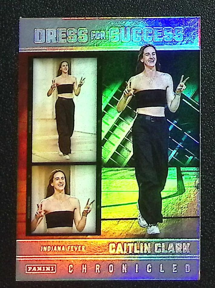 Caitlin Clark Dress for Success Holo 2025 Panini Caitlin Clark Chronicled #68 Fever: Panini Select, Prizm, Mosaic, Contenders, Revolution, Phoenix, NBA Hoops, Rookie NFL Sports Trading Cards, Silver, SP, SSP, Wave Prizms, Numbered Cards, Basketball sports Cards for Sale Near Me, NBA C