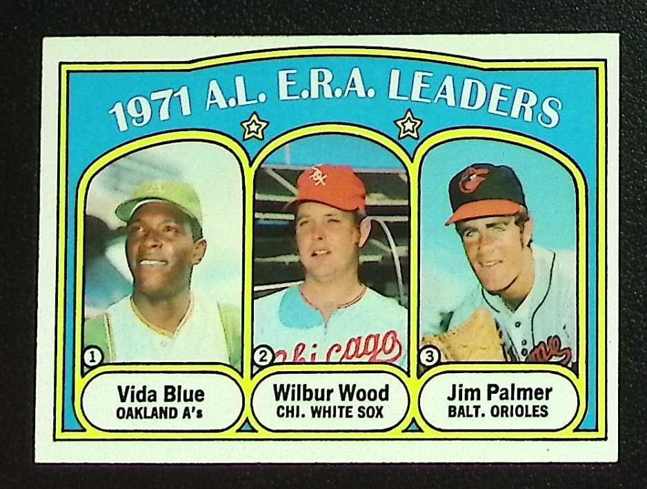 1971 AL ERA Leaders Blue/Wood/Palmer 1972 Topps #92 Vintage Baseball Card (1 of 2)