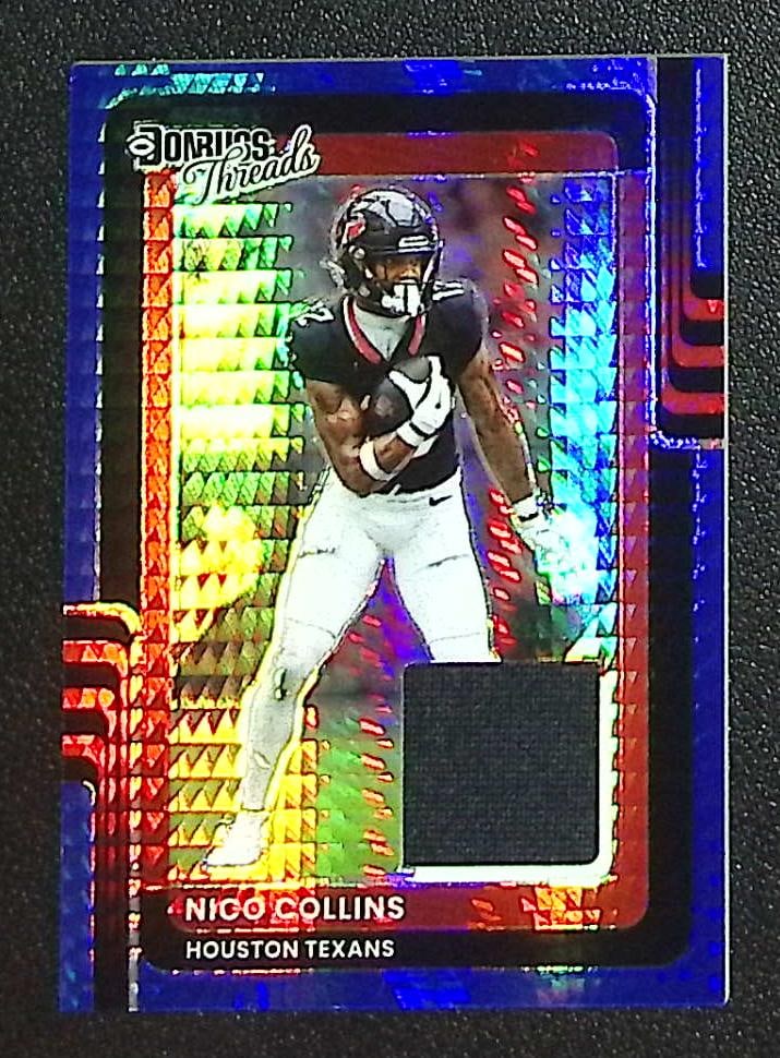 Nico Collins Blue Hyper Prizm Patch 2025 Donruss Optic #DTBH-NCS Houston Texans: Panini Select, Prizm, Mosaic, Contenders, Zenith, Phoenix, Illusions, Absolute, Rookie NFL Sports Trading Cards, SP, SSP, Cards, Football Cards for Sale Near Me, Superbowl & Hall of Fame Player Cards,