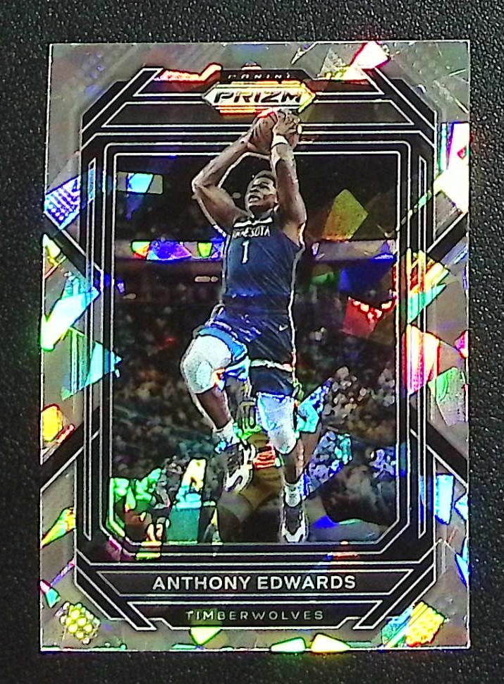 Anthony Edwards Cracked Ice 2022-23 Panini Prizm #56 Minnesota Timberwoles: Panini Select, Prizm, Mosaic, Contenders, Revolution, Phoenix, NBA Hoops, Rookie NFL Sports Trading Cards, Silver, SP, SSP, Wave Prizms, Numbered Cards, Basketball sports Cards for Sale Near Me, NBA C