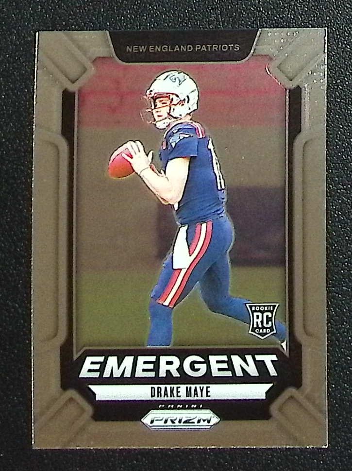Drake Maye Rookie Card Emergent 2024 Panini Prizm #4 New England Patriots: Panini Select, Prizm, Mosaic, Contenders, Zenith, Phoenix, Illusions, Absolute, Rookie NFL Sports Trading Cards, SP, SSP, Cards, Football Cards for Sale Near Me, Superbowl & Hall of Fame Player Cards,