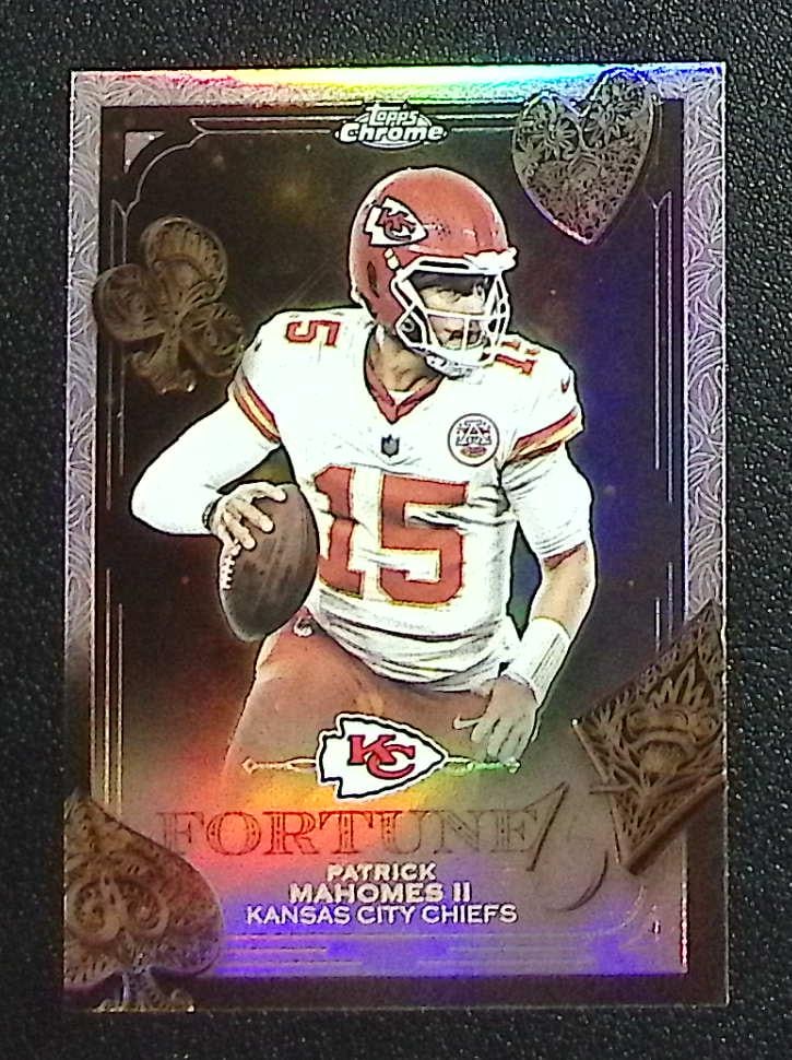Patrick Mahomes Fortune 15 Refractor 2025 Topps Chrome #F15-6 Kansas City Chiefs (1 of 2)
