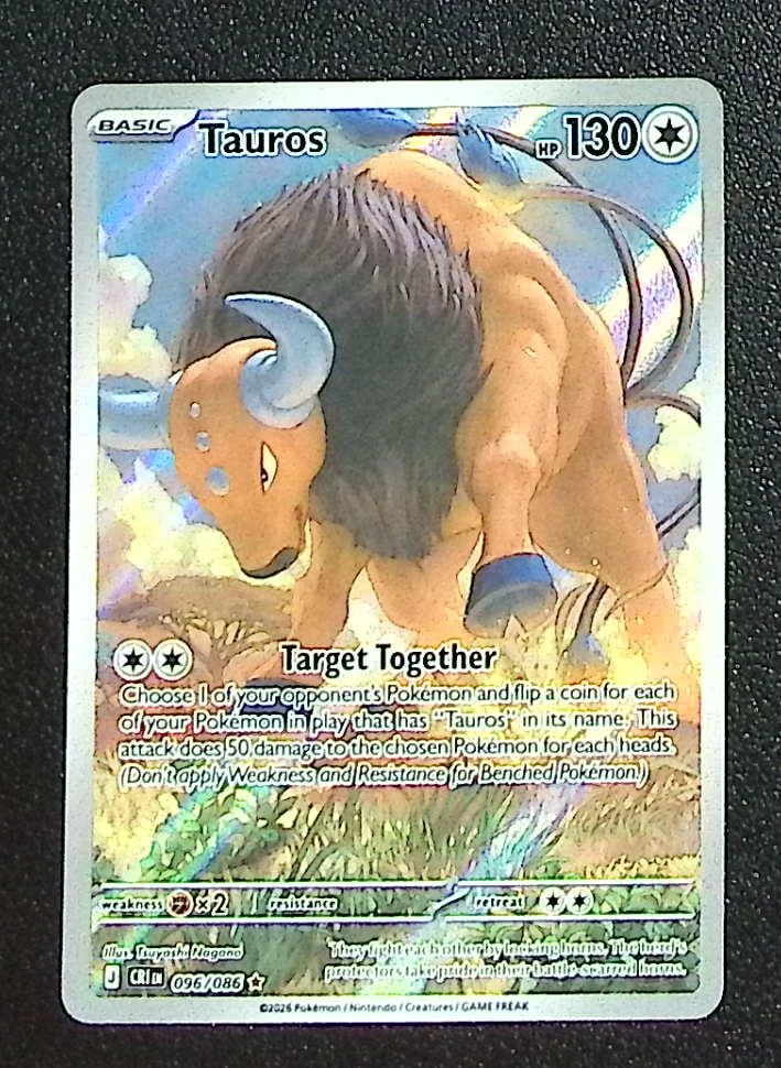 Pokemon Chaos Rising Tauros Illustration Rare #96: Pokemon Trading Card Game Cards, Charizard, Pikachu, Mewtwo, Reverse Holo, Holo Rare, Secret Rare Cards, Full Art Cards, Eevee, Ultra Rare Card, Illustration Rare, Special Illustration Rare SIR