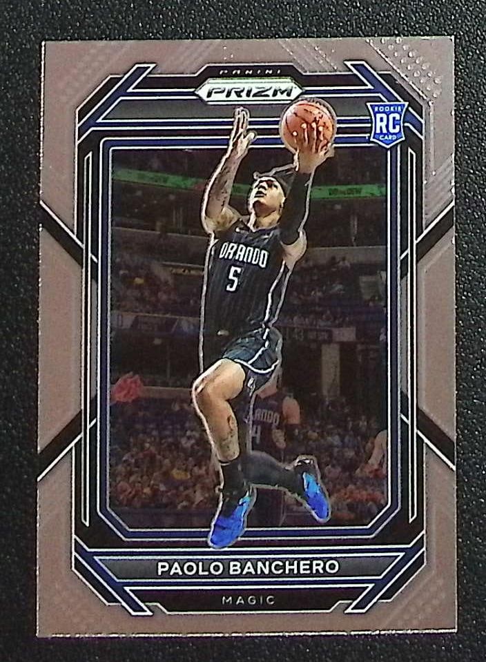Paolo Banchero Rookie Card 2022-23 Panini Prizm #249 Orlando Magic: Panini Select, Prizm, Mosaic, Contenders, Revolution, Phoenix, NBA Hoops, Rookie NFL Sports Trading Cards, Silver, SP, SSP, Wave Prizms, Numbered Cards, Basketball sports Cards for Sale Near Me, NBA C