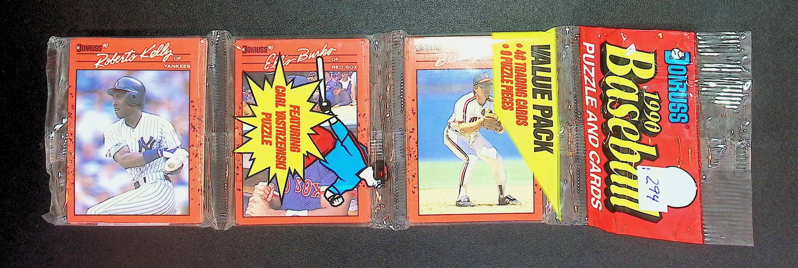 1990 Donruss Series 1 RACK PACK Vintage Baseball Card Factory Sealed - You Get the Pack Shown: Vintage Valuable Donruss Baseball MLB Trading & Sports Cards, Robin Yount, George Brett, Rickey Henderson, Nolan Ryan, Old Sports Cards for Sale Near Me, World Series & hall of Fame Players, Auction M