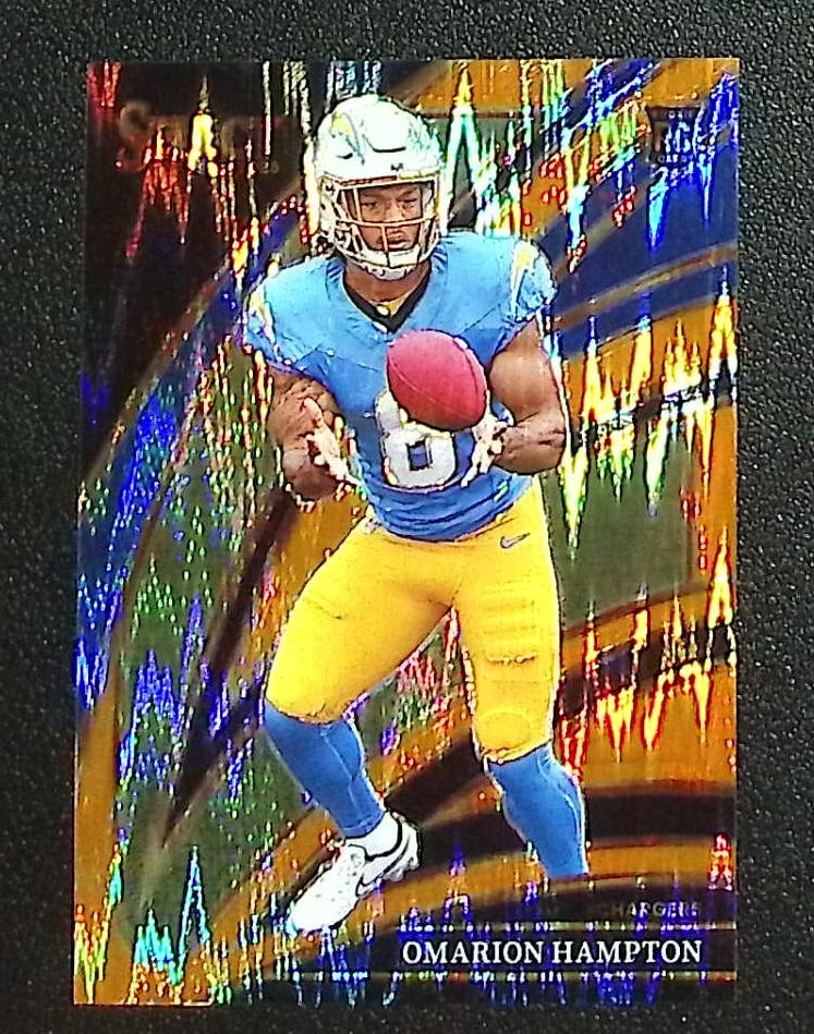 Omarion Hampton Rookie Card Orange Shock /399 2025 Select #202 Chargers: Panini Select, Prizm, Mosaic, Contenders, Zenith, Phoenix, Illusions, Absolute, Rookie NFL Sports Trading Cards, SP, SSP, Cards, Football Cards for Sale Near Me, Superbowl & Hall of Fame Player Cards,