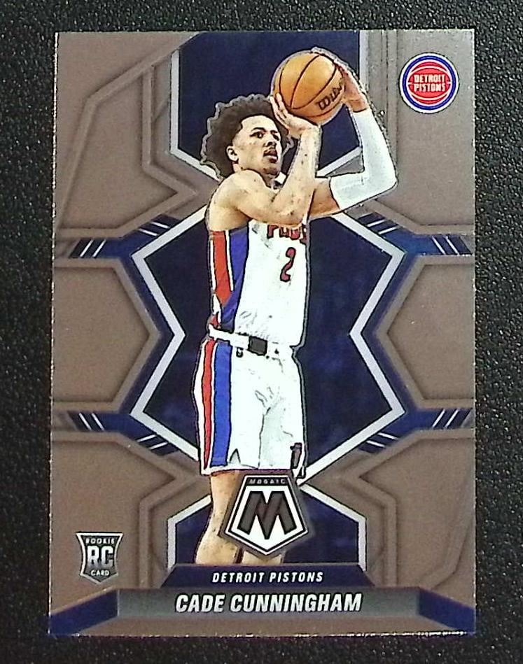 Cade Cunningham Rookie Card 2021-22 Mosaic #203 Detroit Pistons: Panini Select, Prizm, Mosaic, Contenders, Revolution, Phoenix, NBA Hoops, Rookie NFL Sports Trading Cards, Silver, SP, SSP, Wave Prizms, Numbered Cards, Basketball sports Cards for Sale Near Me, NBA C