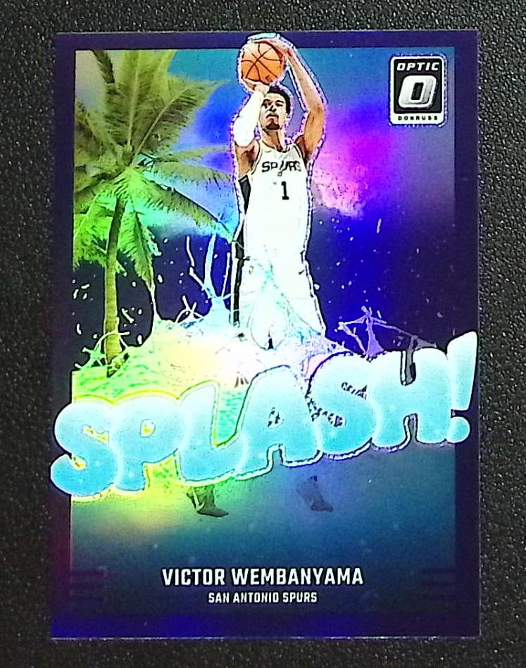 Victor Wembanyama Splash Purple Prizm 2024-25 Donruss Optic #4 San Antonio Spurs: Panini Select, Prizm, Mosaic, Contenders, Revolution, Phoenix, NBA Hoops, Rookie NFL Sports Trading Cards, Silver, SP, SSP, Wave Prizms, Numbered Cards, Basketball sports Cards for Sale Near Me, NBA C