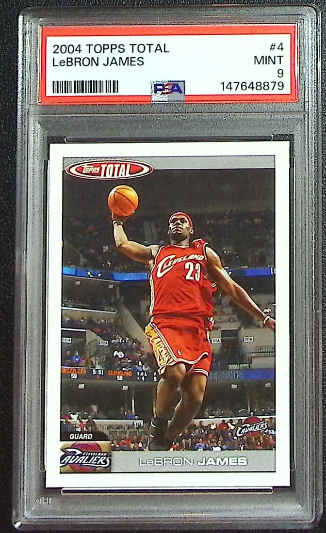 LeBron James 2004 Topps Total #4 PSA 9 2nd Year, Cleveland Cavaliers: Topps Basketball NBA Trading & Sports Cards, Sports Cards for Sale Near Me, Chrome, Refractor, SP, SSP, Valuable Auction Memorabilia Lots Sold On Line, NBA Championship & Hall of Fame Player Cards