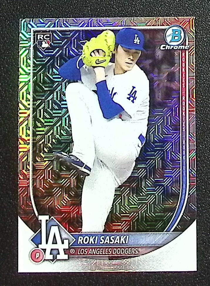 Roki Sasaki Rookie Card Mojo Refractor 2025 Bowman Chrome #12 Los Angeles Dodgers: Topps Baseball MLB Trading & Sports Cards, Sports Cards for Sale Near Me, World Series & Hall of Fame Players Memorabilia, Refractors, X-Fractors, Numbered, SP, SSP, Valuable Auction Memorabilia Lots 