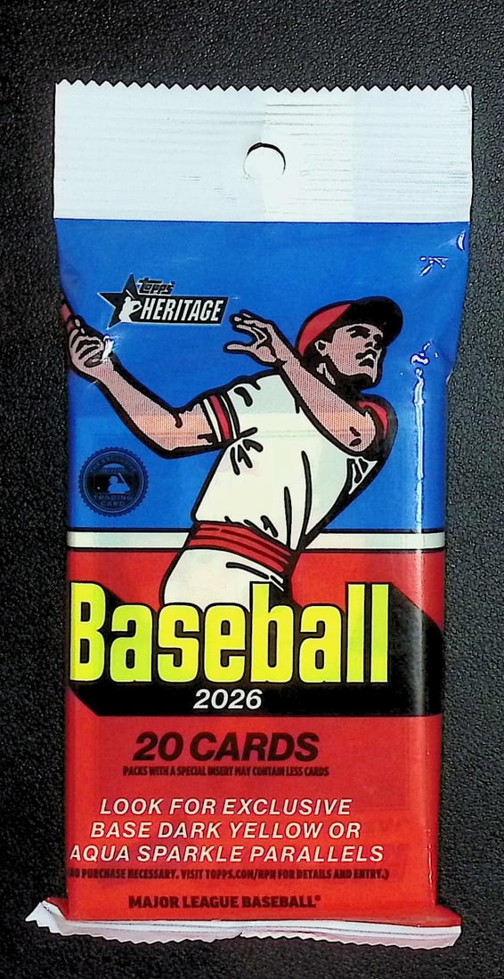 2026 Topps Heritage Series 1 Baseball HANGER VALUE FAT PACK: Factory Sealed Topps Baseball MLB Trading & Sports Cards, Rookie Cards in this set are Jack Caglianone, Speckled, SP, SSP, Variations, Autographs, Chrome, Refractors, 1976 Topps, Sports Cards for Sale
