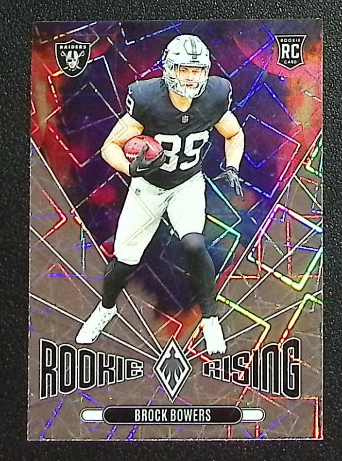 Brock Bowers Rookie Rising Lazer 2024 Panini Phoenix #RR-BBS Las Vegas Raiders: Panini Select, Prizm, Mosaic, Contenders, Zenith, Phoenix, Illusions, Absolute, Rookie NFL Sports Trading Cards, SP, SSP, Cards, Football Cards for Sale Near Me, Superbowl & Hall of Fame Player Cards,