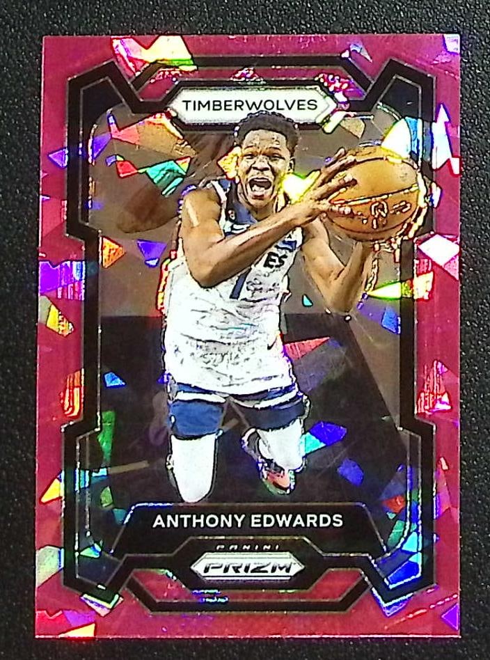 Anthony Edwards Pink Ice 2023-24 Panini Prizm #108 Minnesota Timberwolves: Panini Select, Prizm, Mosaic, Contenders, Revolution, Phoenix, NBA Hoops, Rookie NFL Sports Trading Cards, Silver, SP, SSP, Wave Prizms, Numbered Cards, Basketball sports Cards for Sale Near Me, NBA C