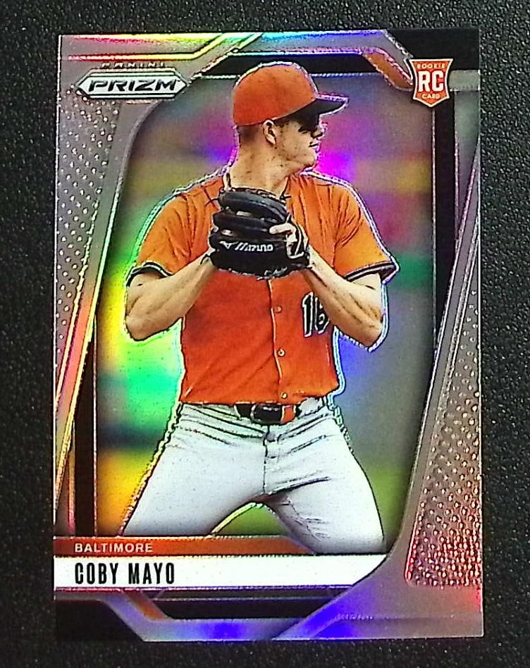 Coby Mayo Rookie Card Silver Prizm 2025 Panini Prizm #70 Baltimore Orioles: Donruss Baseball MLB Trading & Sports Cards, Sports Cards for Sale Near Me, Prizm, Mosaic, Select, SP, SSP, Auction Memorabilia Lots for Sale On Line, World Series & Hall of Fame Players, Diamond King