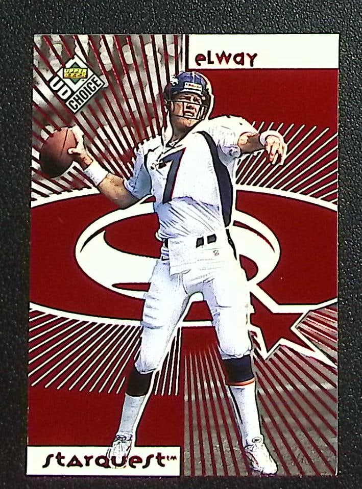 John Elway Starquest Red 1998 Upper Deck Choice #7 Denver Broncos: Upper Deck, Vintage Football NFL Trading Cards, Old Sports Cards for Sale Near Me, Hall of Fame & Super Bowl Player Cards, Auction Memorabilia Lots for Sale on Line