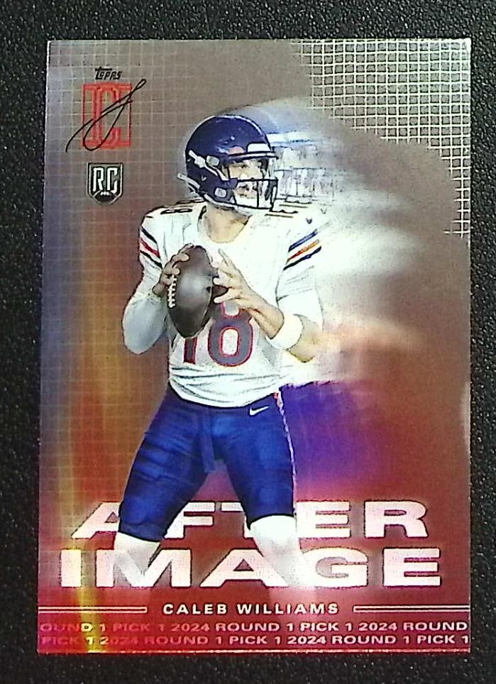 Caleb Williams Rookie Card After Image 2024 Topps Signature Class #AI-6 Chicago Bears: Topps Football NFL Trading Sports Cards, Sports Cards for Sale Near Me, Super Bowl & Hall of Fame Player Cards, Resurgence, Composite, SP, SSP, Valuable Auction Memorabilia Lots For Sale On Line
