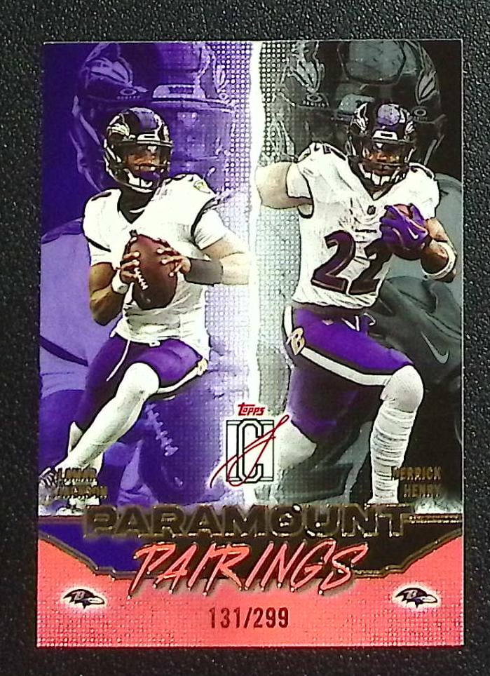 Lamar Jackson/Derrick Henry Coral /299 2025 Topps Signature Class #PP-18 Ravens: Topps Football NFL Trading Sports Cards, Sports Cards for Sale Near Me, Super Bowl & Hall of Fame Player Cards, Resurgence, Composite, SP, SSP, Valuable Auction Memorabilia Lots For Sale On Line