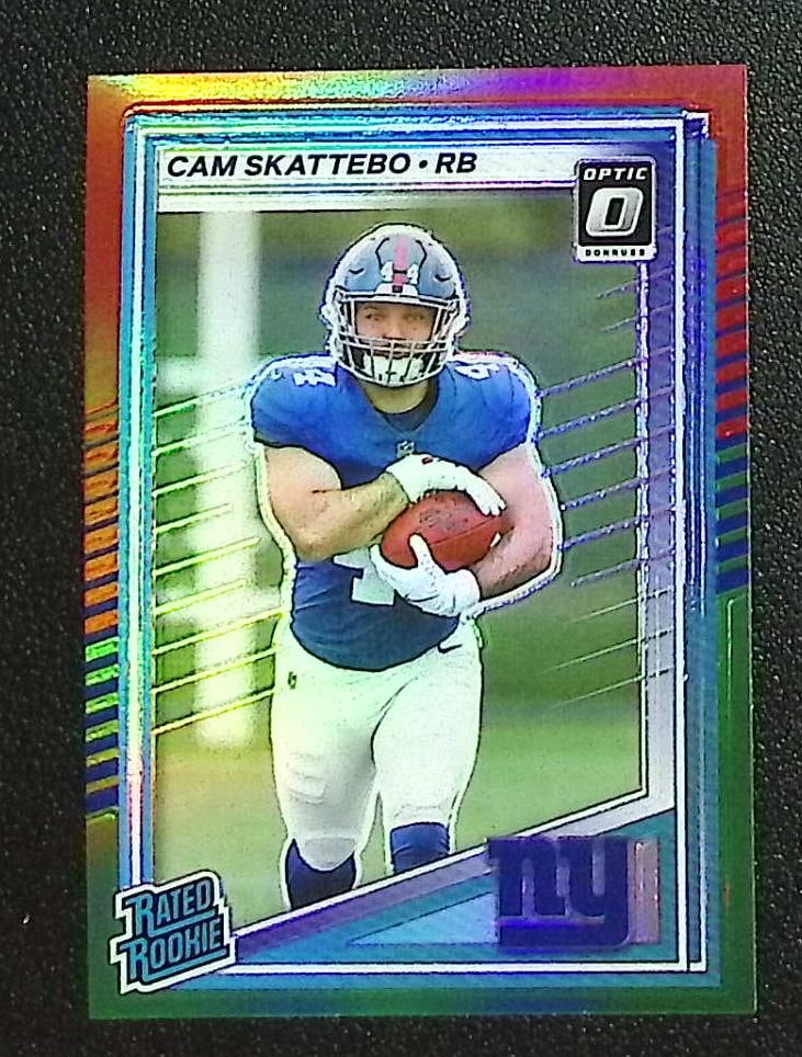 Cam Skattebo Rookie Card Red/Green Prizm 2025 Donruss Optic Preview #302 Giants: Panini Select, Prizm, Mosaic, Contenders, Zenith, Phoenix, Illusions, Absolute, Rookie NFL Sports Trading Cards, SP, SSP, Cards, Football Cards for Sale Near Me, Superbowl & Hall of Fame Player Cards,