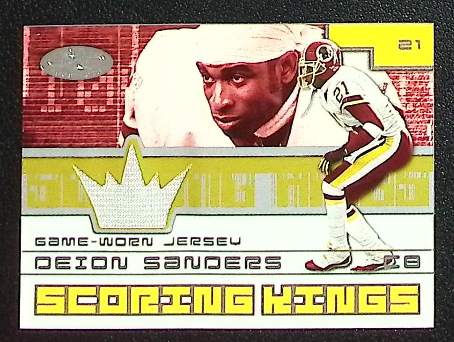Deion Sanders Game Worn Jersey Patch 2001 Fleer Hot Prospects: Fleer Vintage Football NFL Trading Cards, Old Sports Cards for Sale Near Me, Hall of Fame & Super Bowl Player Cards, Auction Memorabilia Lots for Sale on Line