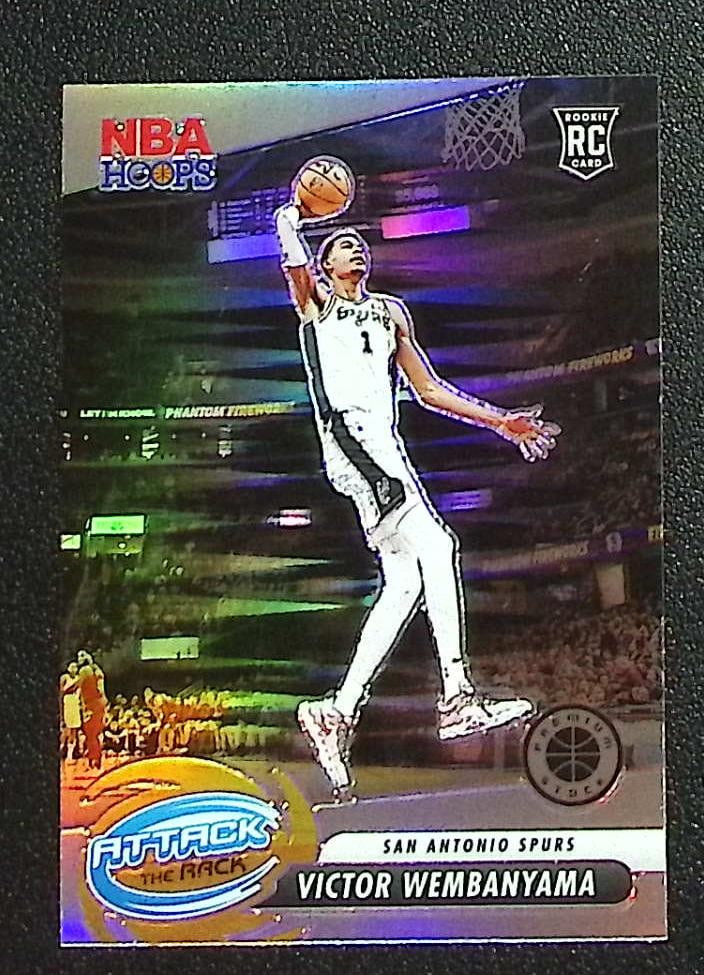 Victor Wembanyama Rookie Card Attack the Rack Silver Prizm 2023-24 Premium Stock #3: Panini Select, Prizm, Mosaic, Contenders, Revolution, Phoenix, NBA Hoops, Rookie NFL Sports Trading Cards, Silver, SP, SSP, Wave Prizms, Numbered Cards, Basketball sports Cards for Sale Near Me, NBA C
