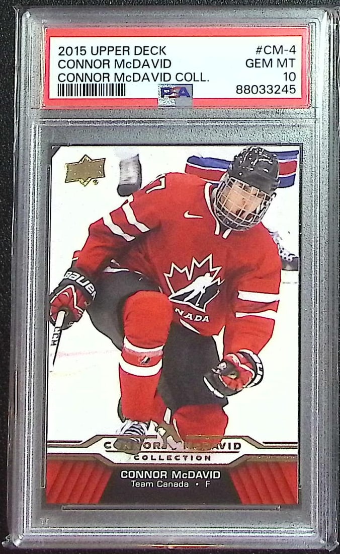 Connor McDavid 2015 Upper Deck McDavid Collection #CM-4 PSA 10 Canada, Oilers: Upper Deck NHL Hockey Trading & Sports Cards, Sports Cards for Sale Near Me, Stanley Cup & Hall of Fame Players, Valuable Auction Memorabilia Lots for Sale On Line