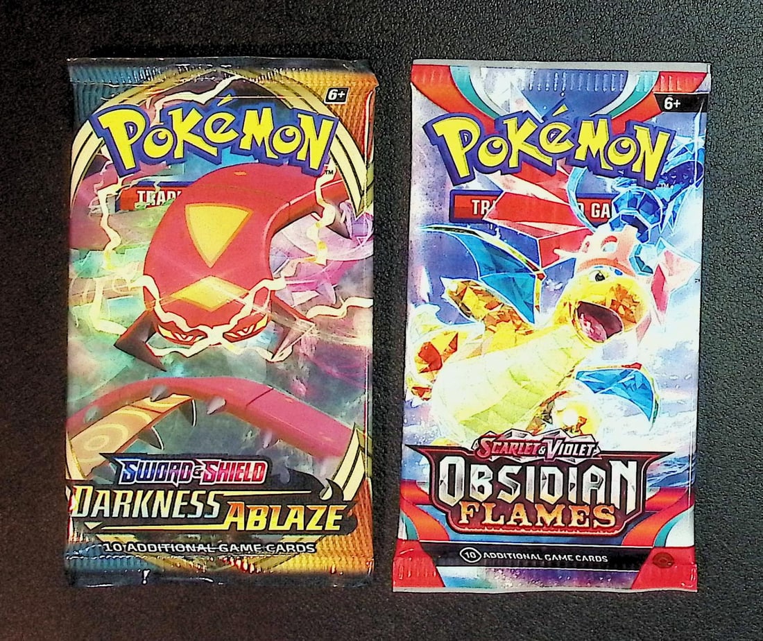 2 COUNT: 1 - Pokemon Darkness Ablaze & 1 - Obsidian Flames Booster Packs: Pokemon Trading Card Game Cards, Charizard, Pikachu, Mewto, EX, Referse Holo, Holo Rare Cards, Secret Rare Cards, Full Art Cards, Evee, 3 Stars Ultra Rare Cards, Double Rare, Illustration Rare, Specia