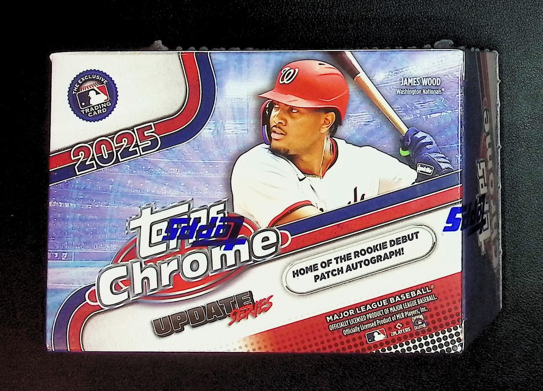 2025 Topps Chrome Update Series Baseball Cards BLASTER BOX Sports Cards James Wood Rookie Card: Factory Sealed Topps Baseball MLB Trading & Sports Cards, Rookie Cards in this set are James Wood, Dylan Crews, Speckled, SP, SSP, Variations, Autographs, Chrome, Refractors, Sports Cards for Sale Nea