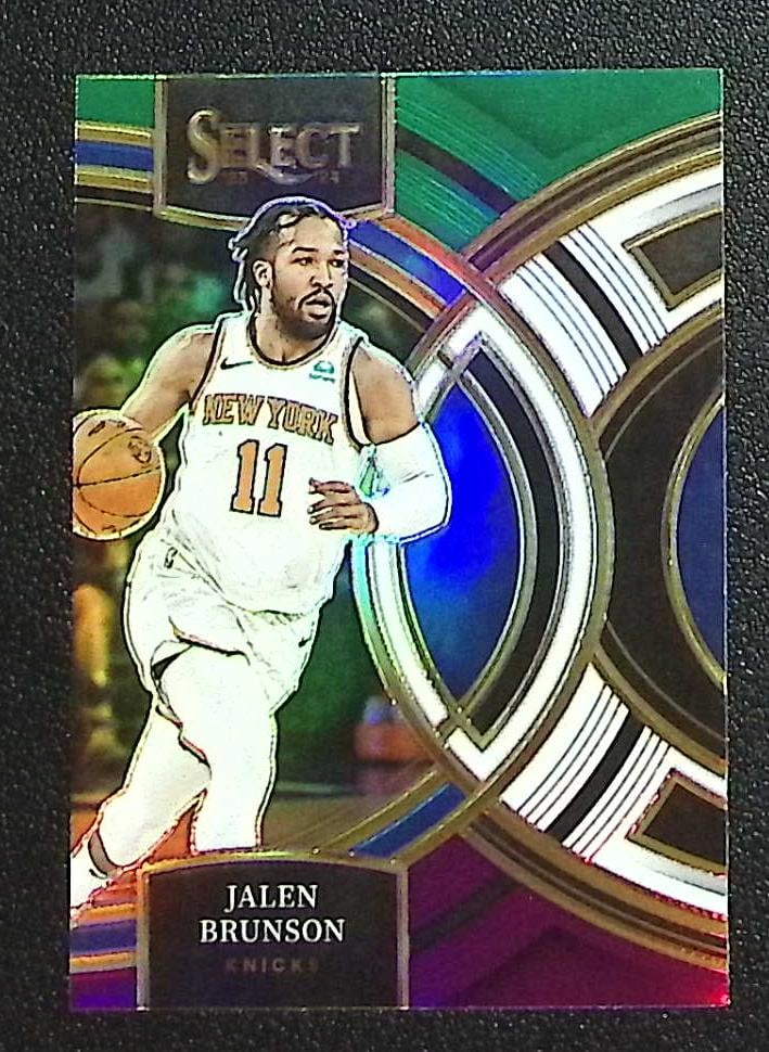 Jalen Brunson Green White Purple Prizm 2023-24 Select #194 New York Knicks: Panini Select, Prizm, Mosaic, Contenders, Revolution, Phoenix, NBA Hoops, Rookie NFL Sports Trading Cards, Silver, SP, SSP, Wave Prizms, Numbered Cards, Basketball sports Cards for Sale Near Me, NBA C