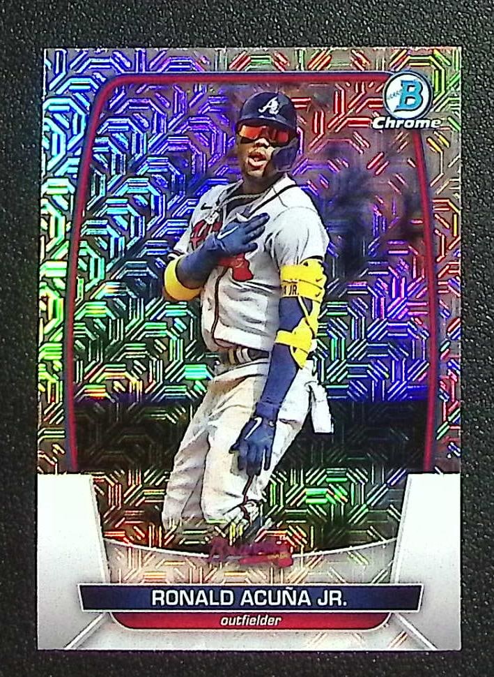 Ronald Acuna Jr. Mojo Refractor 2023 Bowman Chrome #92 Atlanta Braves: Topps Baseball MLB Trading & Sports Cards, Sports Cards for Sale Near Me, World Series & Hall of Fame Players Memorabilia, Refractors, X-Fractors, Numbered, SP, SSP, Valuable Auction Memorabilia Lots 