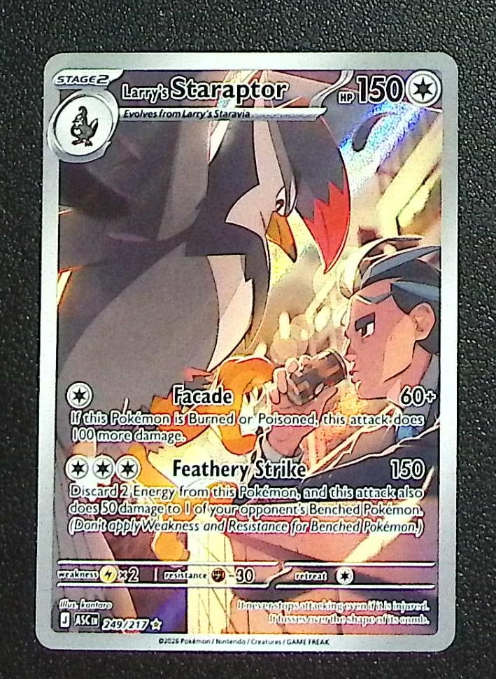 Pokemon Ascended Heroes Larry's Staraptor Illustration Rare #249: Pokemon Trading Card Game Cards, Charizard, Pikachu, Mewtwo, Reverse Holo, Holo Rare, Secret Rare Cards, Full Art Cards, Eevee, Ultra Rare Card, Illustration Rare, Special Illustration Rare SIR