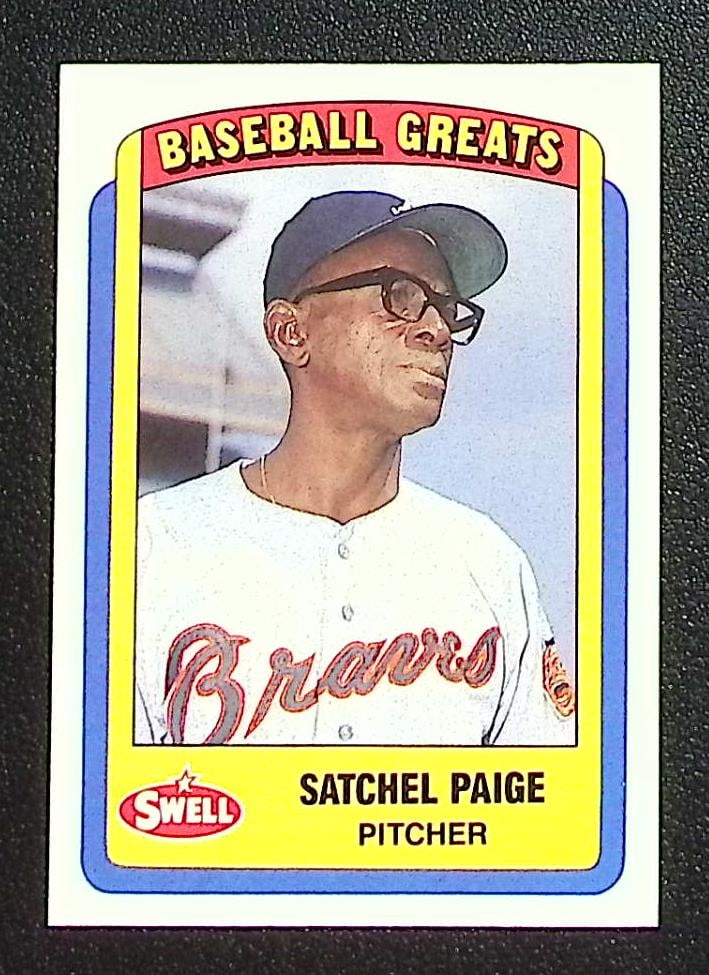 Satchel Paige 1990 Swell Baseball Greats #115 Braves: Classic Vintage Baseball MLB Trading & Sports Cards, Old Sports Cards for Sale Near Me, Auction Memorabilia Lots for Sale On Line, World Series & Hall of Fame Players