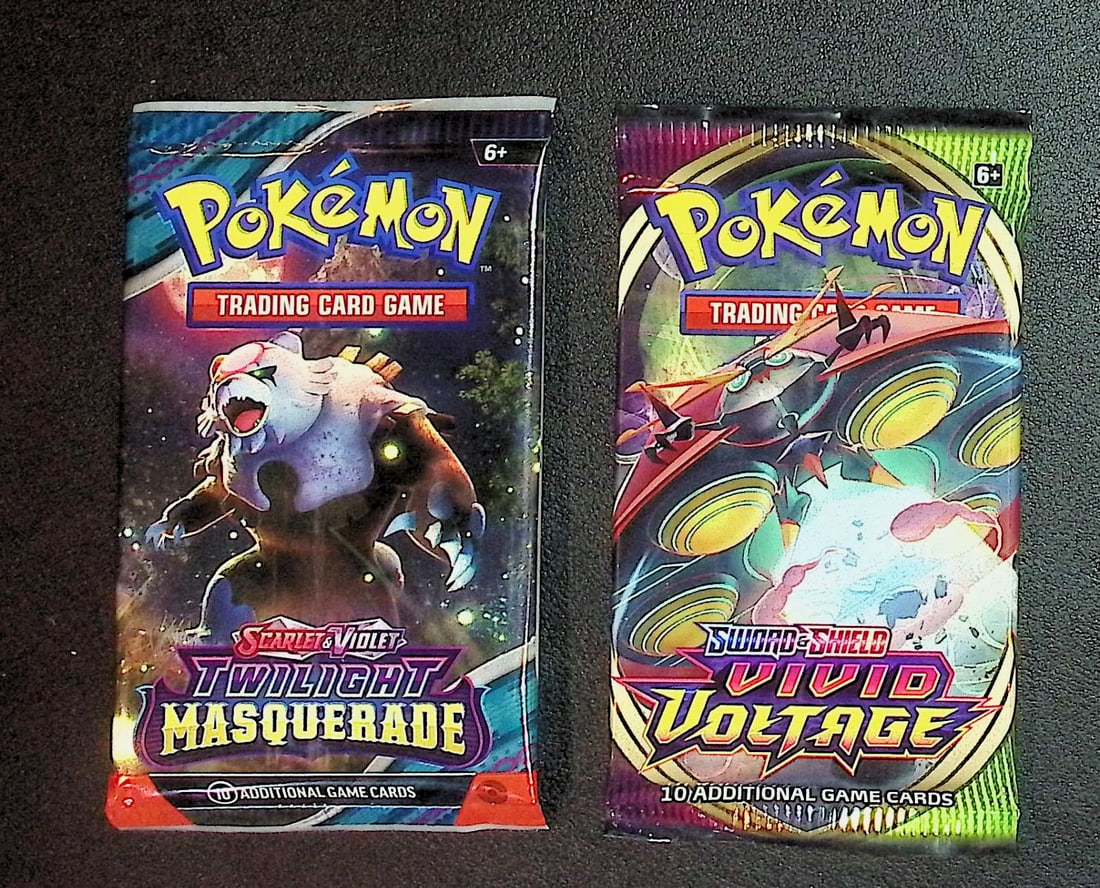 2 COUNT: 1 - Pokemon Twilight Masquerade & 1 - Vivid Voltage Booster Packs: Pokemon Trading Card Game Cards, Charizard, Pikachu, Mewto, EX, Referse Holo, Holo Rare Cards, Secret Rare Cards, Full Art Cards, Evee, 3 Stars Ultra Rare Cards, Double Rare, Illustration Rare, Specia