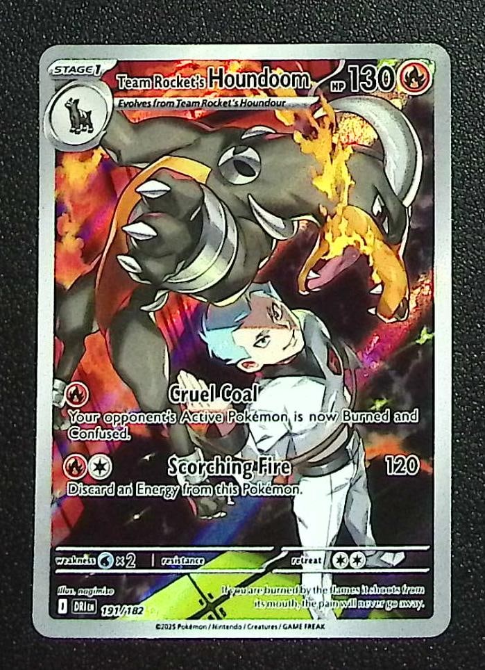 Pokemon Destined Rivals Team Rocket's Houndoom Illustration Rare #191: Pokemon Trading Card Game Cards, Charizard, Pikachu, Mewtwo, Reverse Holo, Holo Rare, Secret Rare Cards, Full Art Cards, Eevee, Ultra Rare Card, Illustration Rare, Special Illustration Rare SIR