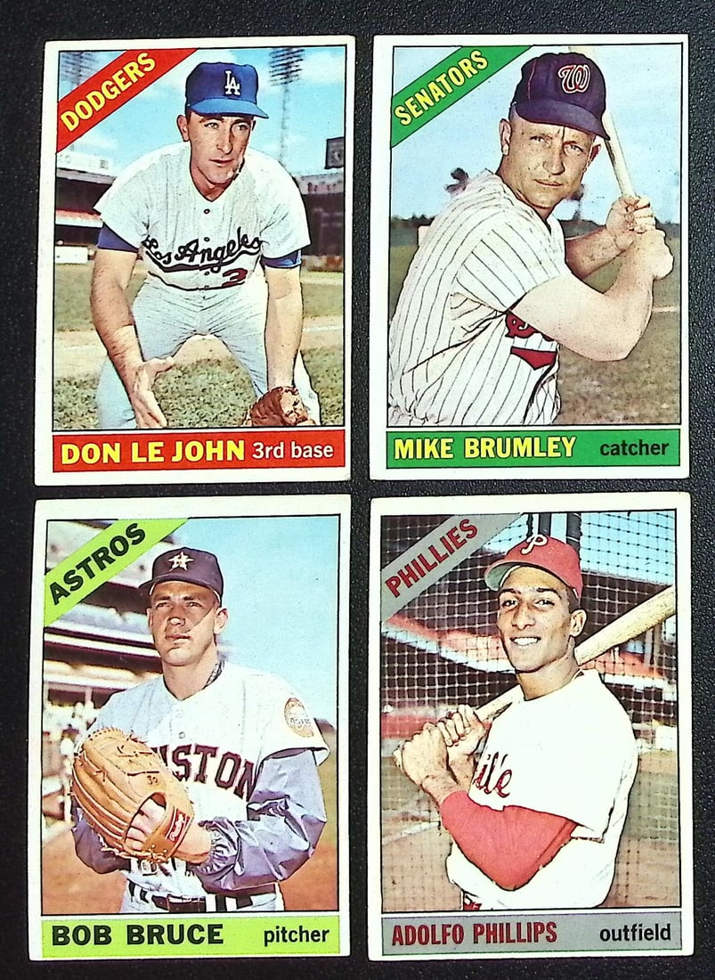 Lot of 4 1966 Topps Vintage Baseball Cards. All Different, See Pictures for Cards/Condition (1 of 2)