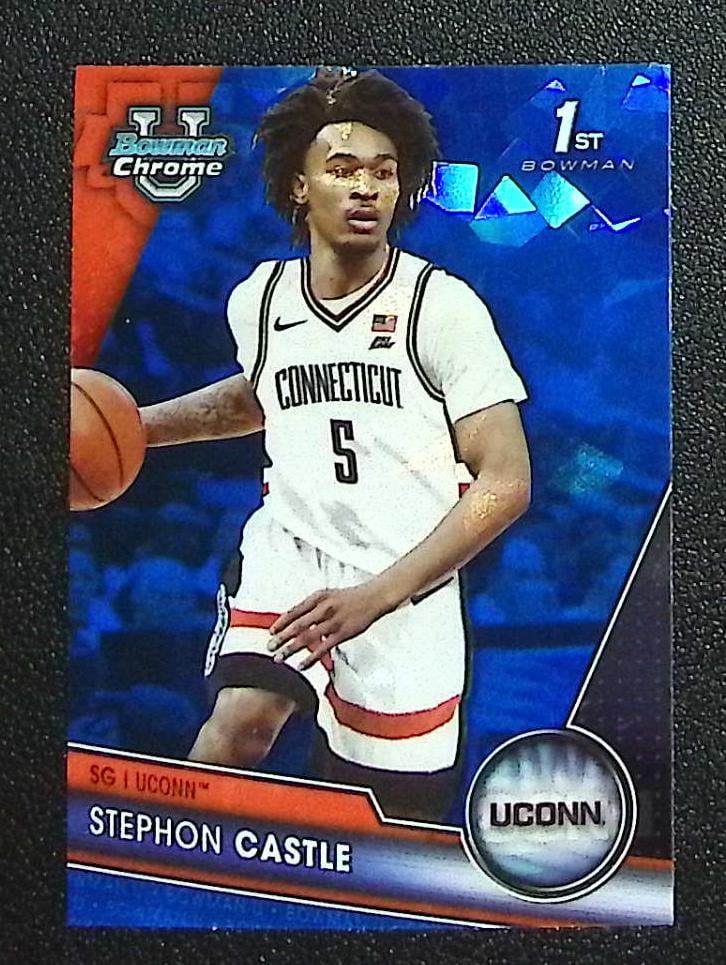 Stephon Castle 1st Bowman 2024 Bowman U Chrome Sapphire #88 UConn Huskies, Spurs: Bowman, Basketball NBA Trading & Sports Cards, Sports Cards for Sale Near Me, Chrome, Refractor, SP, SSP, Valuable Auction Memorabilia Lots Sold On Line, NBA Championship & Hall of Fame Player Cards