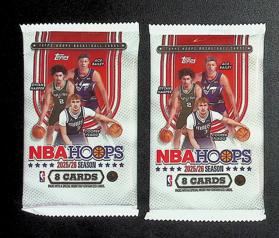 2 COUNT: 2025 Topps NBA Hoops Basketball BLASTER BOX PACKA: Cooper Flagg & Kon Kneuppel Rookie (1 of 1)