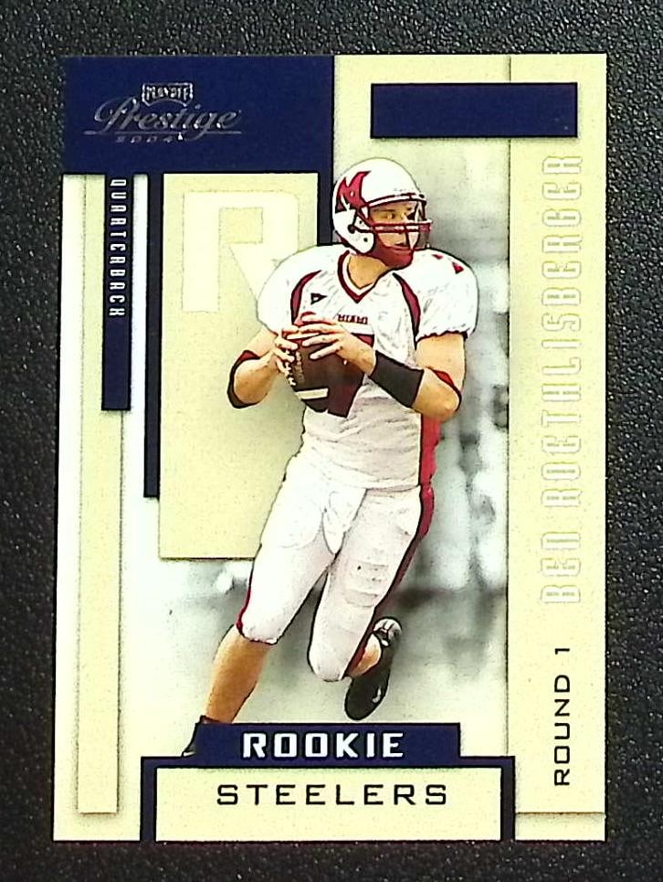 Ben Roethlisberger Rookie Card 2004 Playoff Prestige #159 Pittsburgh Steelers: Panini Select, Prizm, Mosaic, Contenders, Zenith, Phoenix, Illusions, Absolute, Rookie NFL Sports Trading Cards, SP, SSP, Cards, Football Cards for Sale Near Me, Superbowl & Hall of Fame Player Cards,