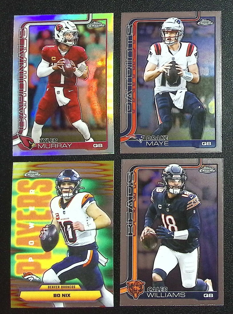 Lot of 4 2025 Topps Chrome NFL QB Cards. Base, Inserts, & Refractors. All Different, See Pics (1 of 2)