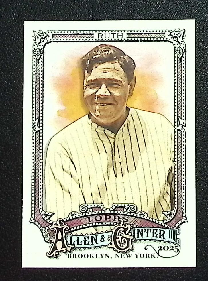 Babe Ruth 2025 Allen & Ginter #28 New York Yankees: Topps Baseball MLB Trading & Sports Cards, Sports Cards for Sale Near Me, World Series & Hall of Fame Players Memorabilia, Refractors, X-Fractors, Numbered, SP, SSP, Valuable Auction Memorabilia Lots 
