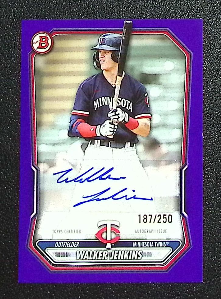 Walker Jenkins Prospect Auto Purple /250 2026 Bowman #BPA-WJ Minnesota Twins: Topps Baseball MLB Trading & Sports Cards, Sports Cards for Sale Near Me, World Series & Hall of Fame Players Memorabilia, Refractors, X-Fractors, Numbered, SP, SSP, Valuable Auction Memorabilia Lots 