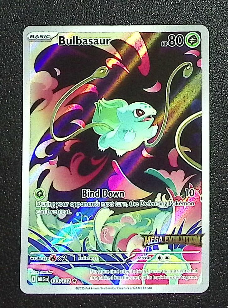 Pokemon Mega Evolution Stamped Promo Bulbasaur #133: Pokemon Trading Card Game Cards, Charizard, Pikachu, Mewtwo, Reverse Holo, Holo Rare, Secret Rare Cards, Full Art Cards, Eevee, Ultra Rare Card, Illustration Rare, Special Illustration Rare SIR