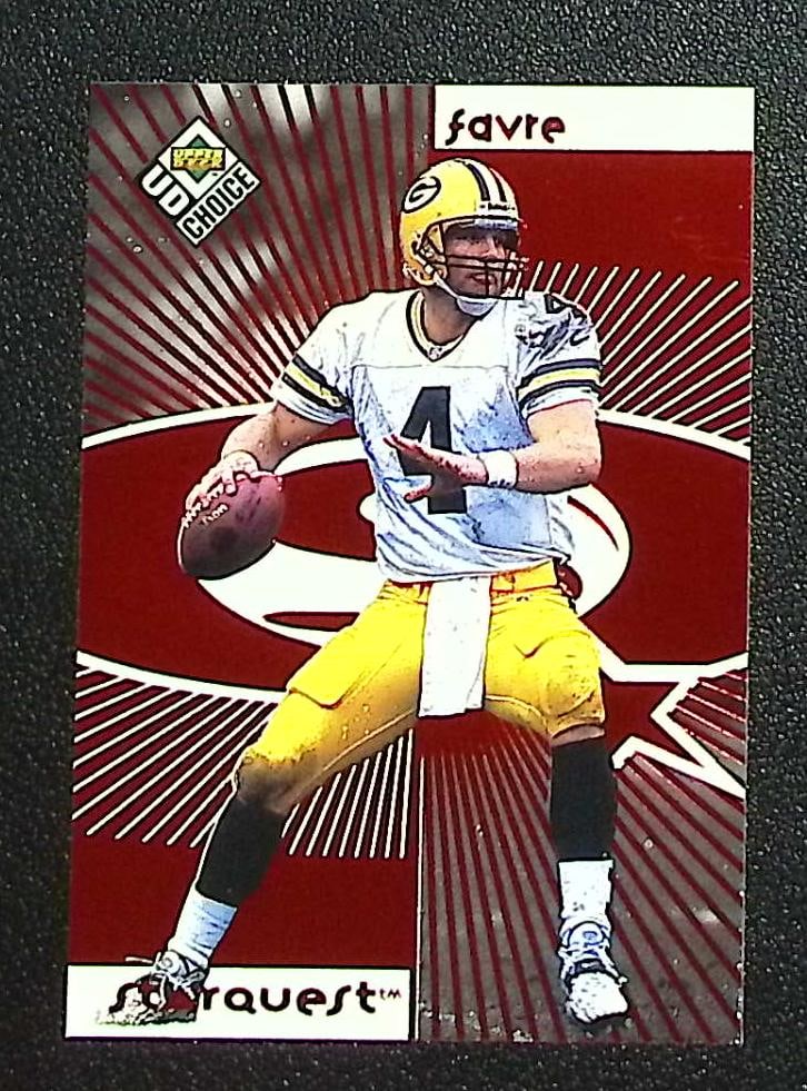 Brett Favre Starquest Red 1998 Upper Deck Choice #4 Green Bay Packers: Upper Deck, Vintage Football NFL Trading Cards, Old Sports Cards for Sale Near Me, Hall of Fame & Super Bowl Player Cards, Auction Memorabilia Lots for Sale on Line