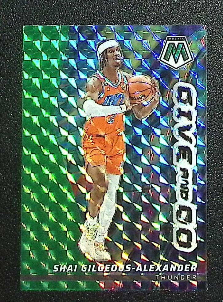 Shai Gilgeous-Alexander Give and Go Green Mosaic Prizm 2022-23 Mosaic #10 Thunder: Panini Select, Prizm, Mosaic, Contenders, Revolution, Phoenix, NBA Hoops, Rookie NFL Sports Trading Cards, Silver, SP, SSP, Wave Prizms, Numbered Cards, Basketball sports Cards for Sale Near Me, NBA C